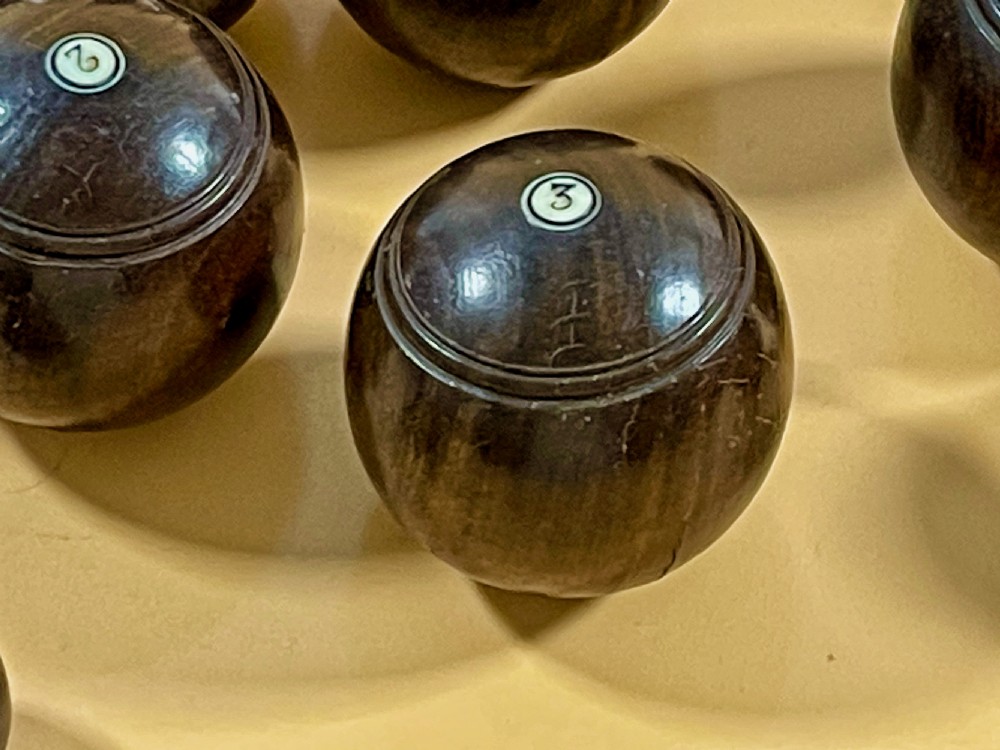 Antique Small Carpet Bowls & Jack - complete View IV