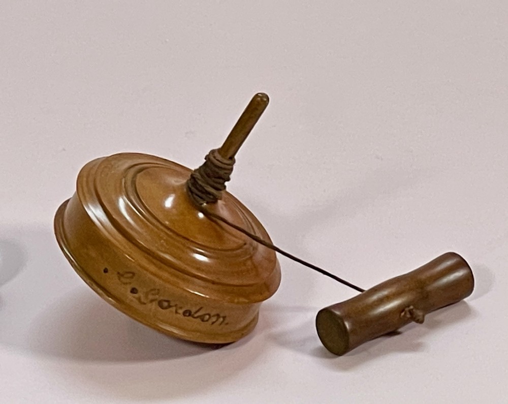 Antique Boxwood Spinning Top - General Gordon of Khartoum