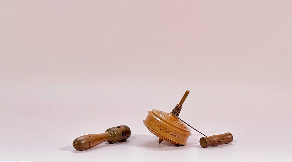 Antique Boxwood Spinning Top - General Gordon of Khartoum View II