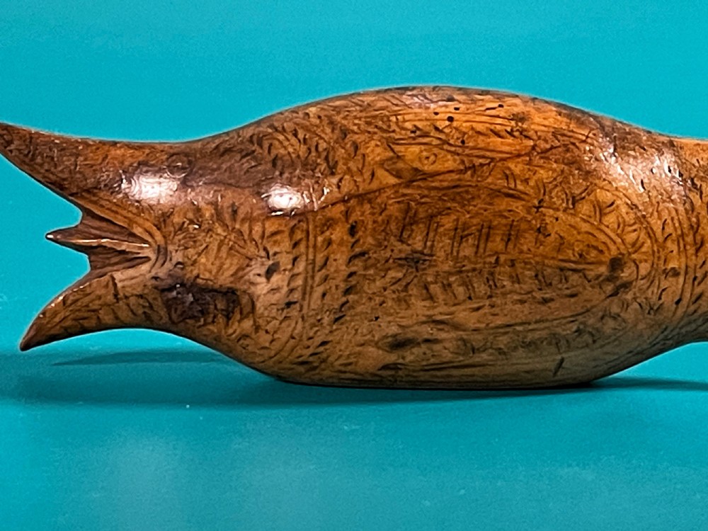 Antique Treen Snuff Box - fish shaped View III