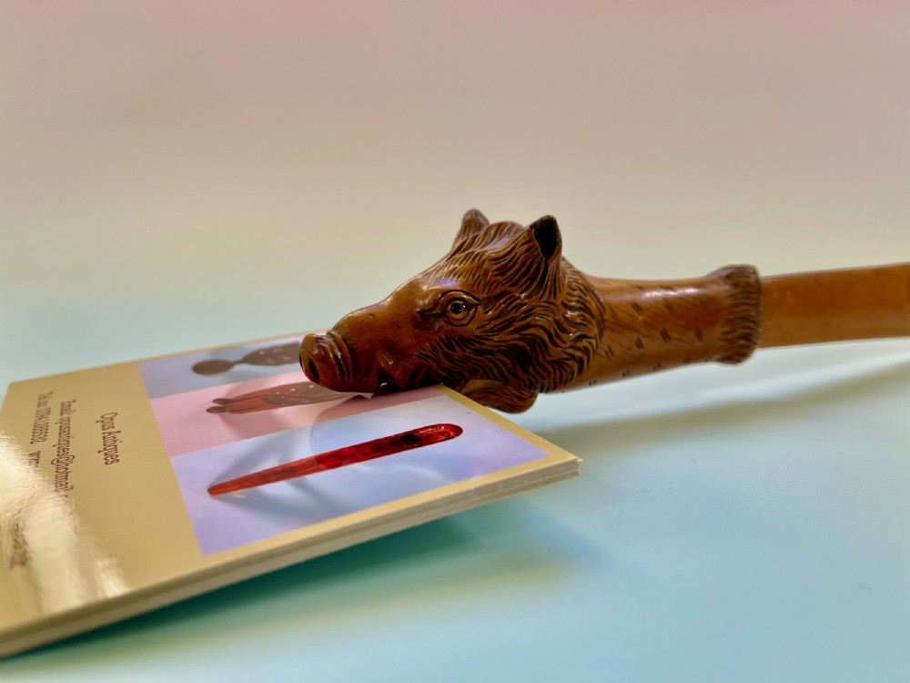 Antique Page Turner & Paper Clip - Carved wild boar head View IV