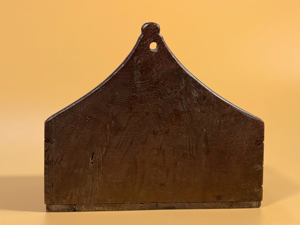 Antique Oak Wall Candle Box or Pocket - divided interior View III