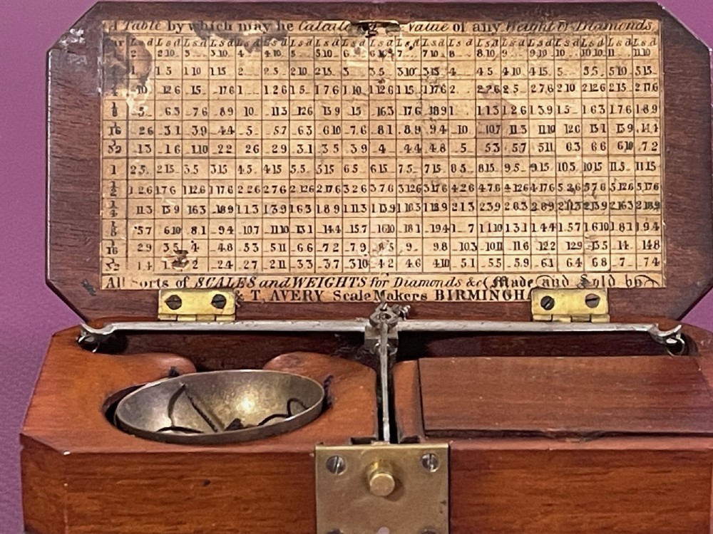 Antique Travelling Diamond Scales - with a complete set of weights  View V