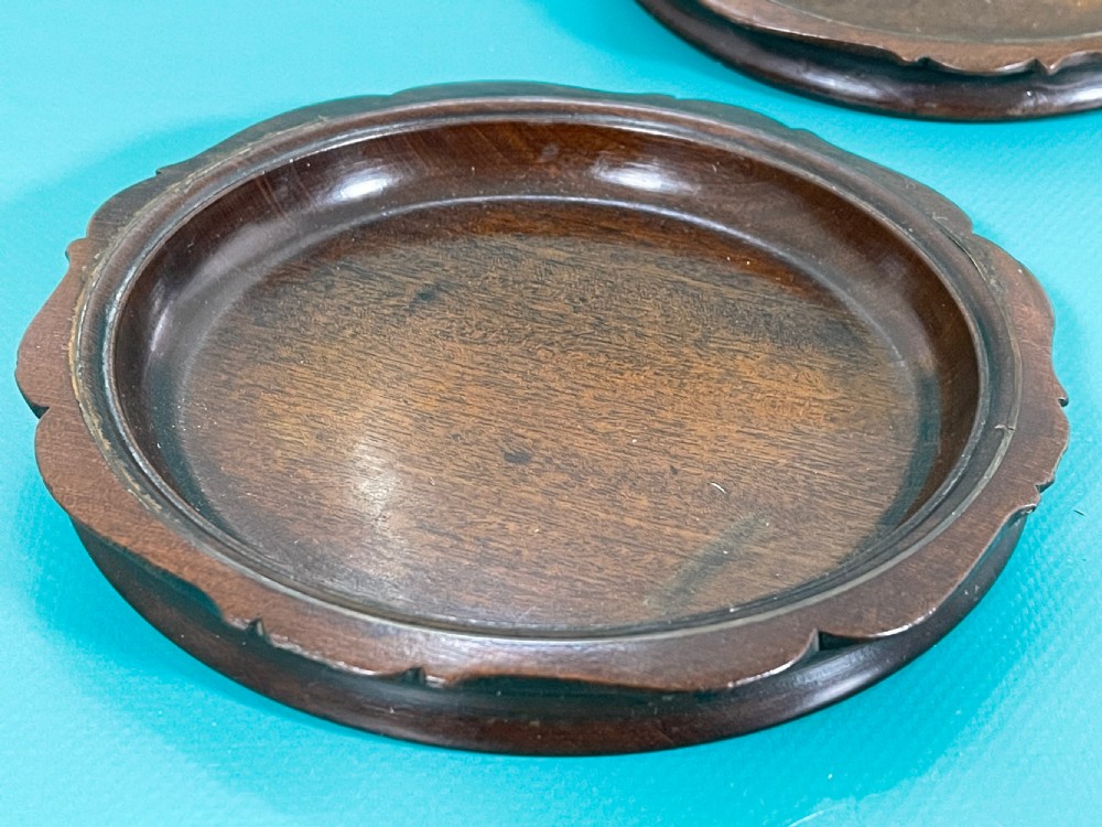 A Pair of Georgian Wine Coasters - with brass stringing View V