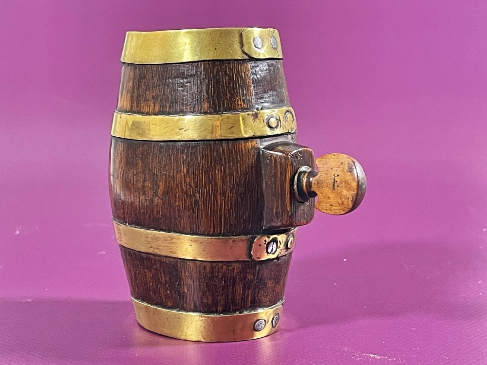 Antique Mini Costrel - oak and brass View III