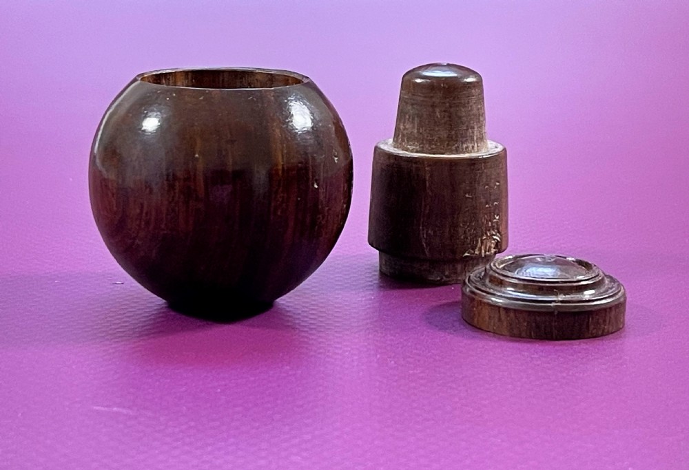 Antique Rosewood Puzzle Ball - with secret compartment View II