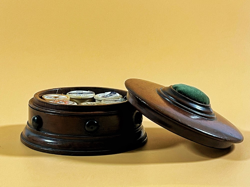 Antique Cotton Reel Holder & Pin Cushion View III