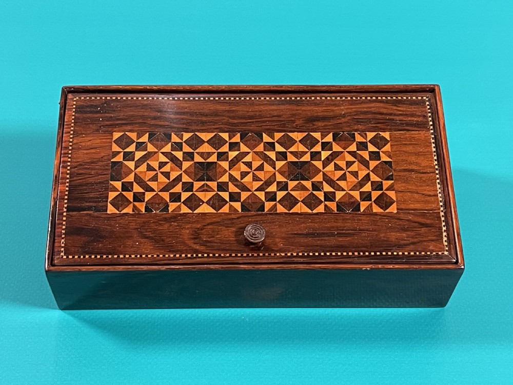 Antique Tunbridge Ware Sewing Box plus some contents
