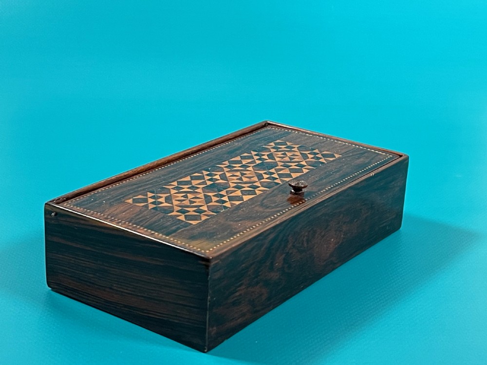 Antique Tunbridge Ware Sewing Box plus some contents View IV