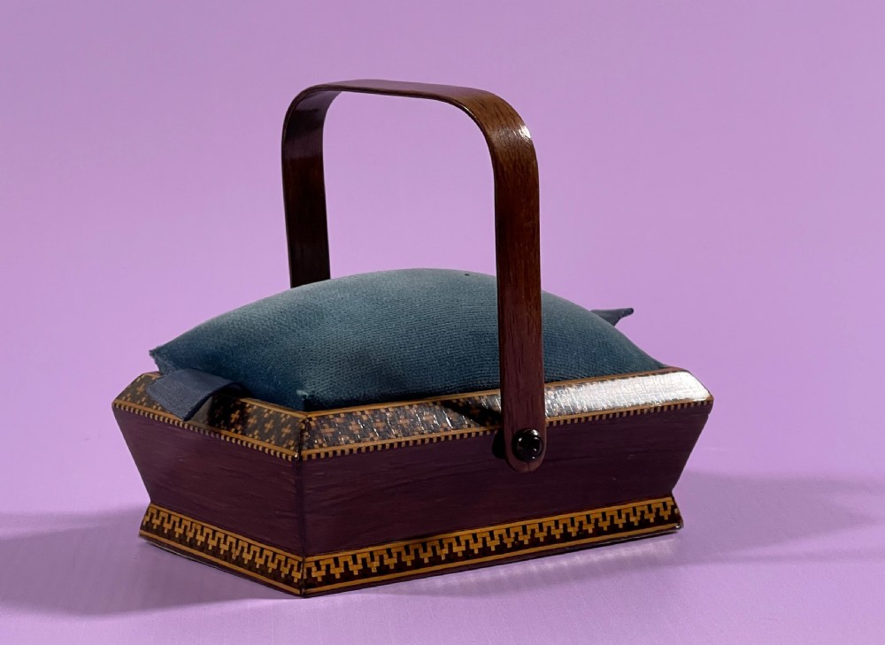 A Small Tunbridge Ware Pannier Sewing Box View V