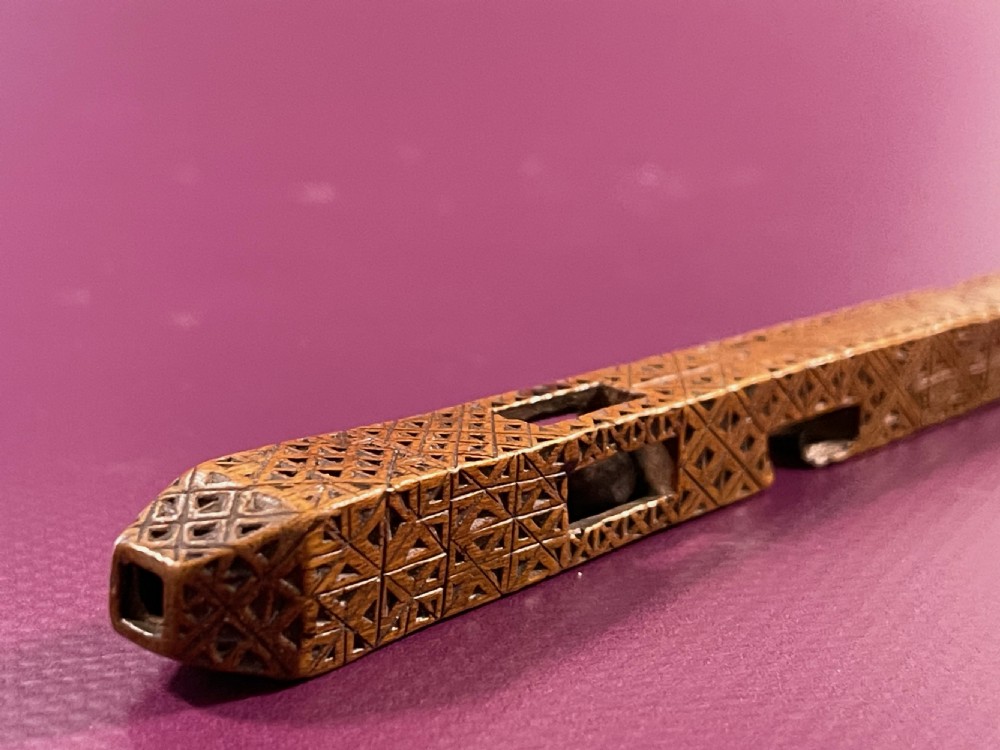 A Georgian Chip Carved Dated Knitting Sheath View V