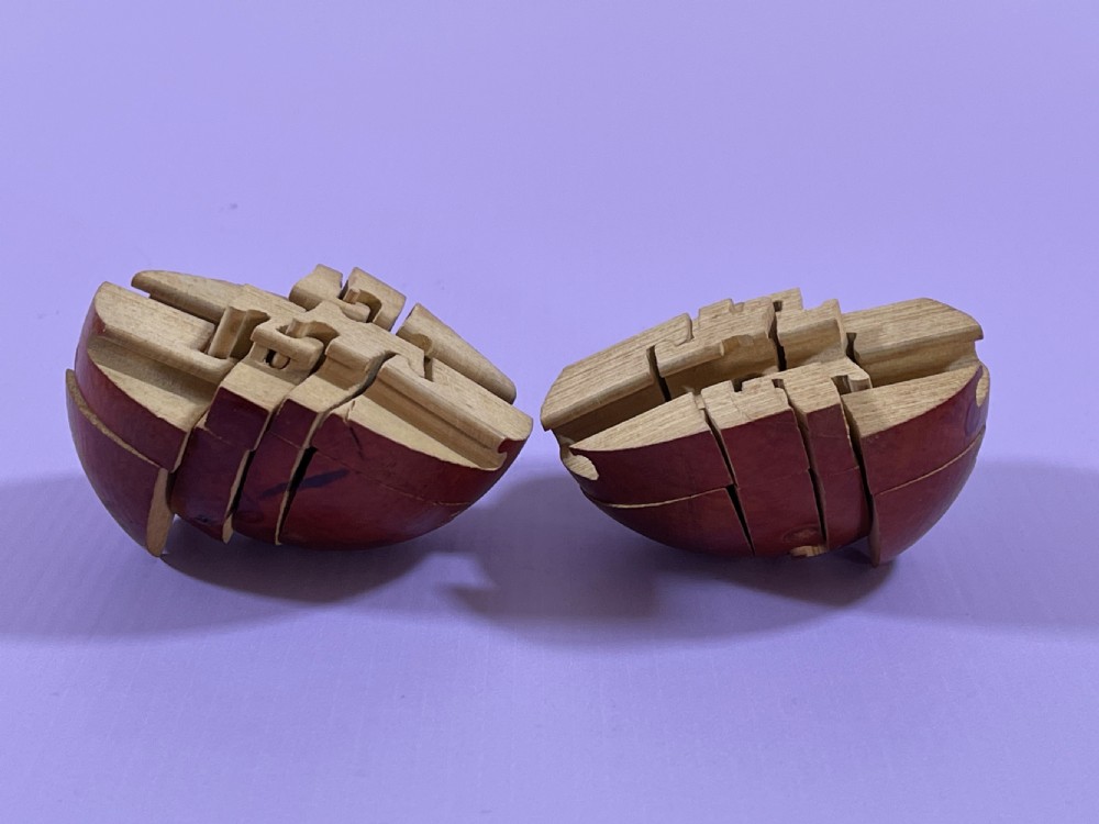 Antique Puzzle Ball - with original paper solution View II