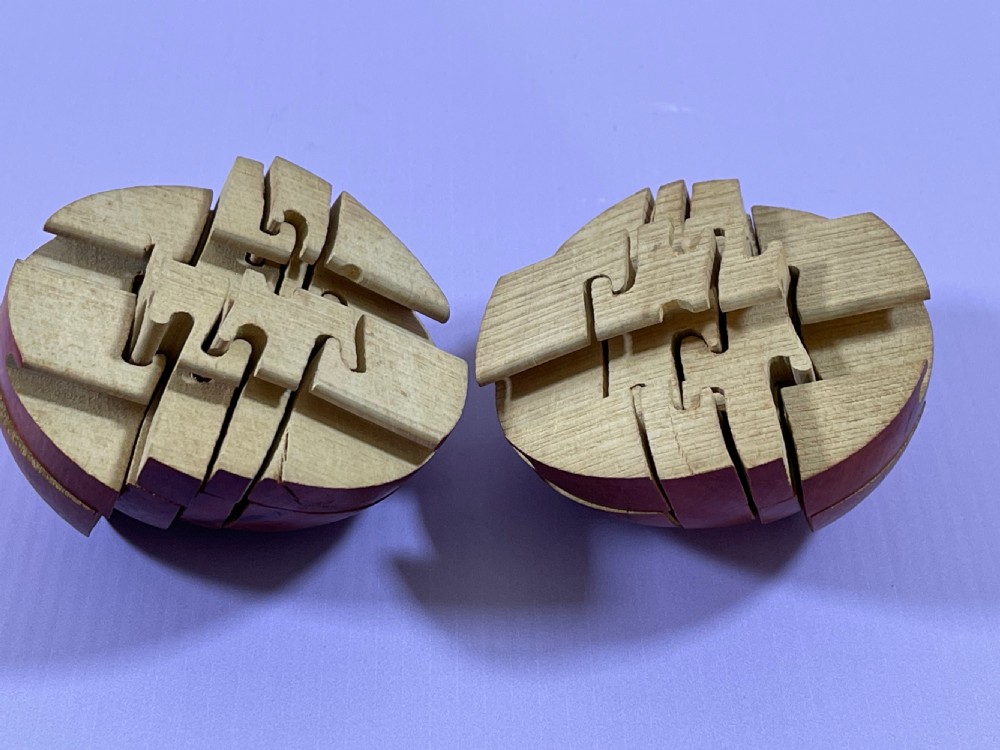 Antique Puzzle Ball - with original paper solution View III