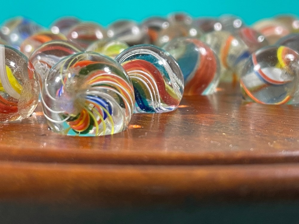 Antique Solitaire Board  Game & Victorian Glass Marbles View III