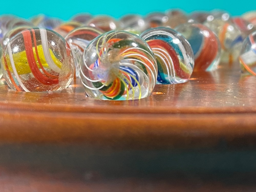 Antique Solitaire Board  Game & Victorian Glass Marbles View V