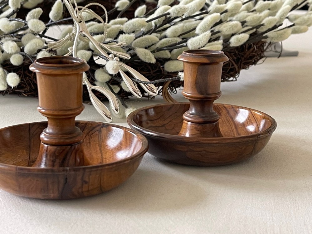 Antique Brighton Bun Candlesticks - used on campaigns & Pilgrimages- treen View IX