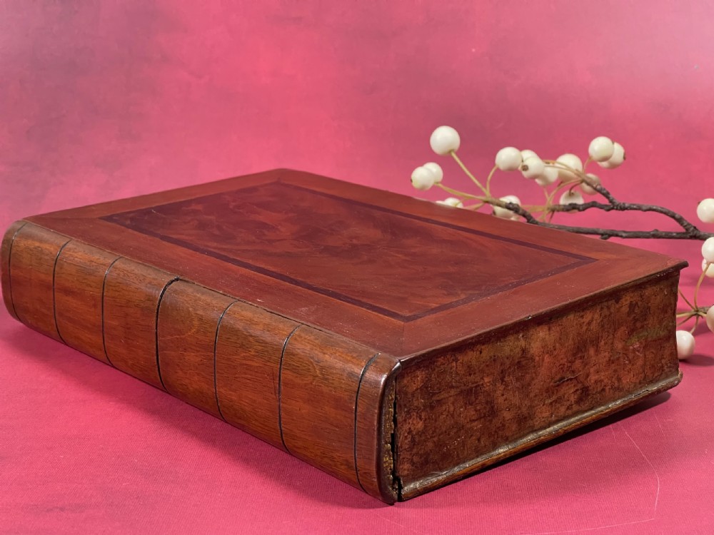A Large Antique Flame Mahogany Puzzle Book Box - treen View II