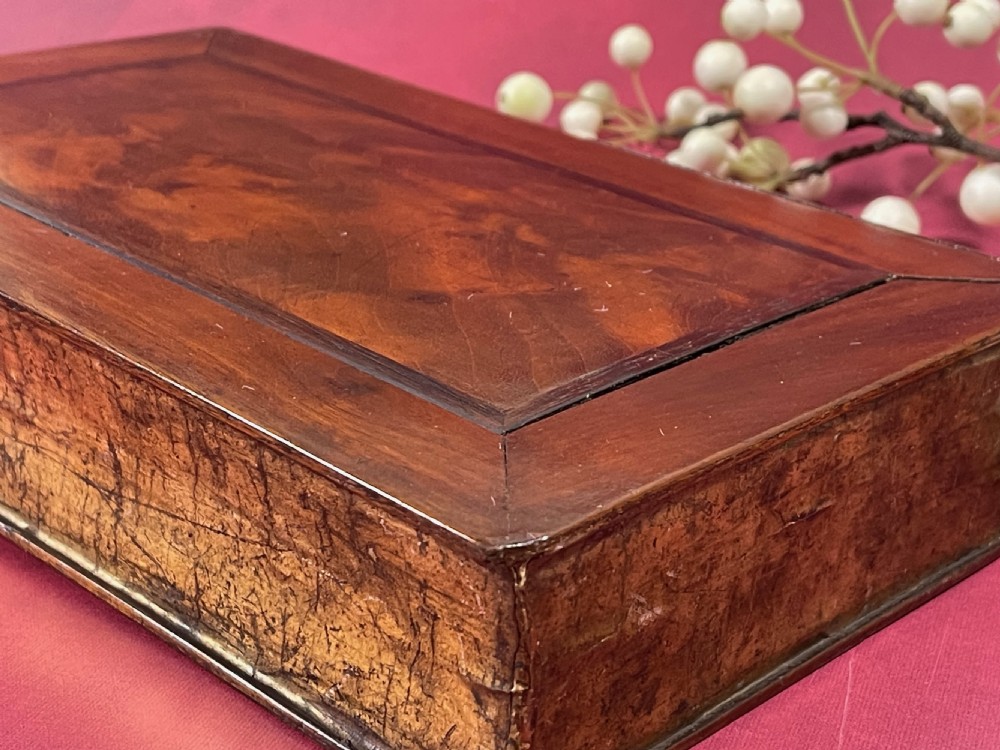 A Large Antique Flame Mahogany Puzzle Book Box - treen View III