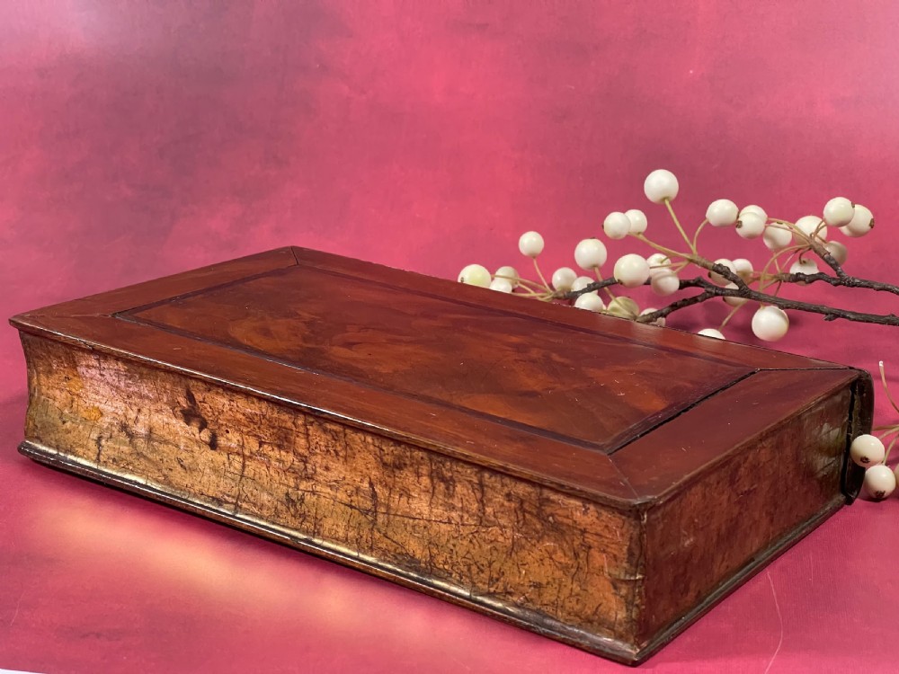 A Large Antique Flame Mahogany Puzzle Book Box - treen View IV