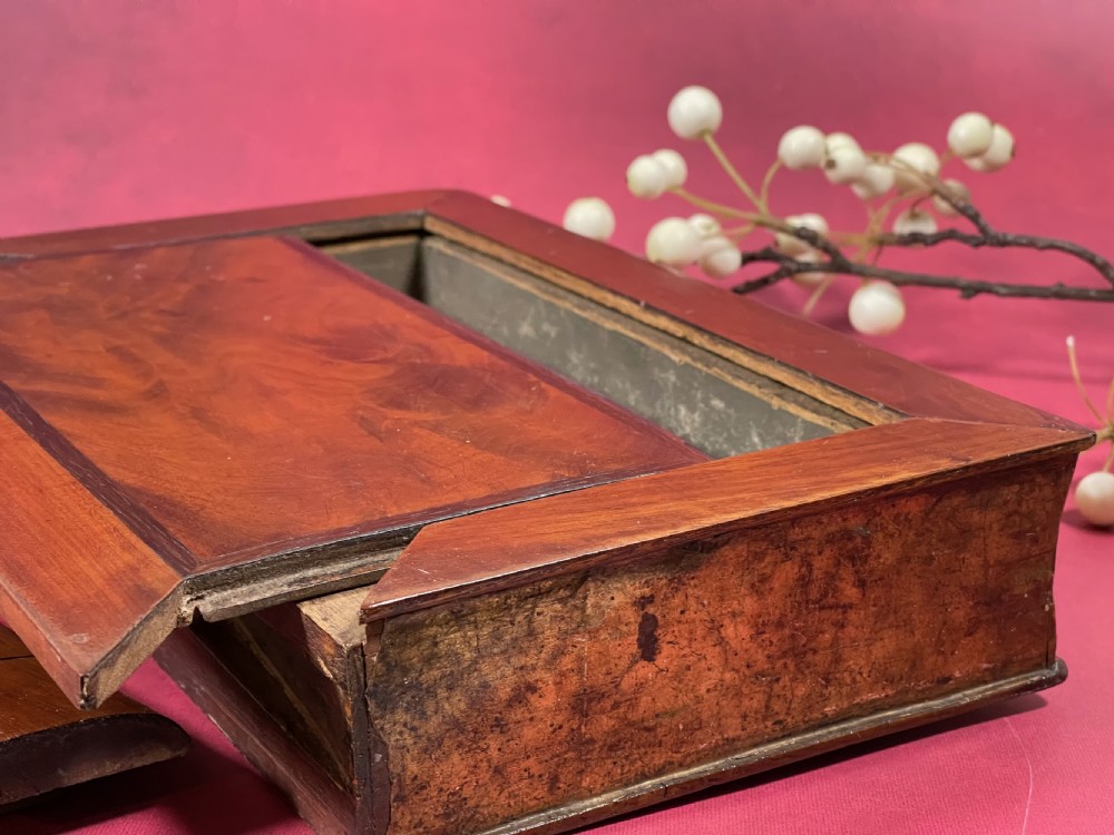 A Large Antique Flame Mahogany Puzzle Book Box - treen View VII