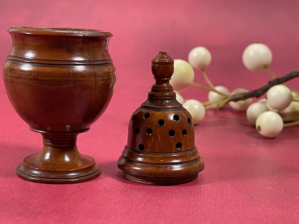 Antique Coquilla Nut Muffineer or Pepperette - treen View II