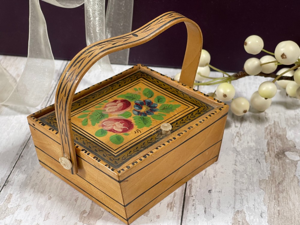 Antique Tunbridge Ware Whitewood  Pannier View III