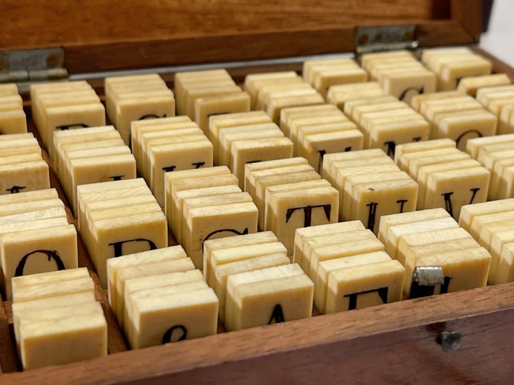 Antique Alphabet & Spelling Box - Bone Letters View IV