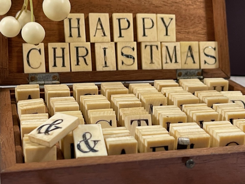 Antique Alphabet & Spelling Box - Bone Letters View VIII