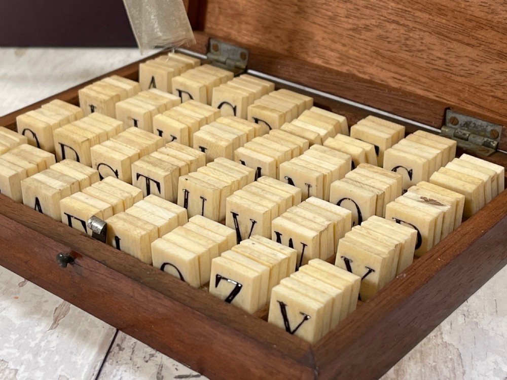 Antique Alphabet & Spelling Box - Bone Letters View XII