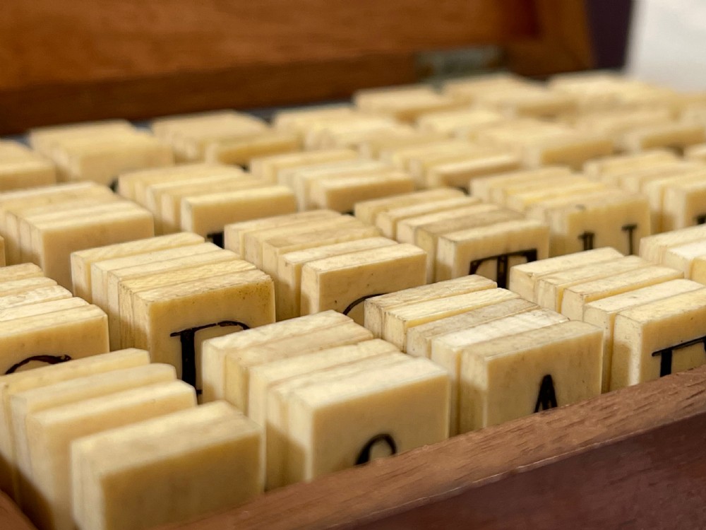 Antique Alphabet & Spelling Box - Bone Letters View XIII