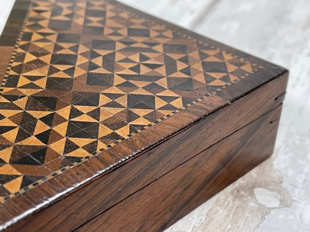 Antique Tunbridge Ware Box - Triangular in shape View IV