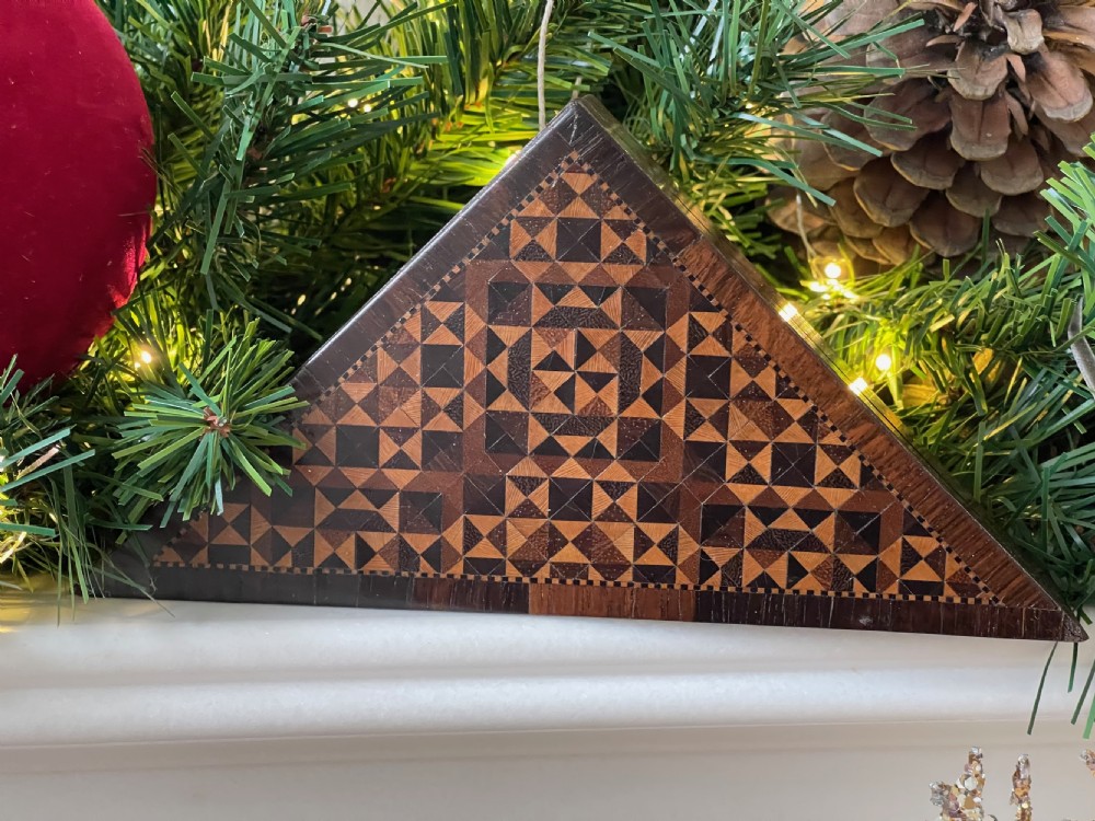 Antique Tunbridge Ware Box - Triangular in shape View VI