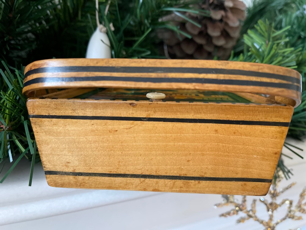 Antique Sewing Pannier - painted whitewood View II