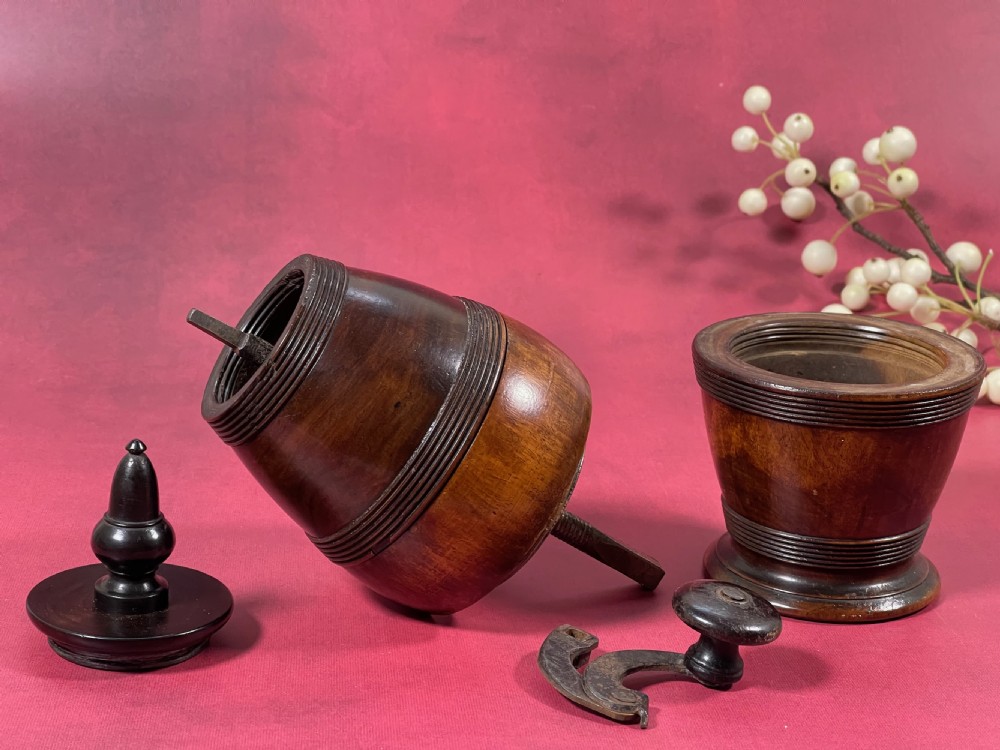 An Antique Lignum Vitae Coffee Grinder View X