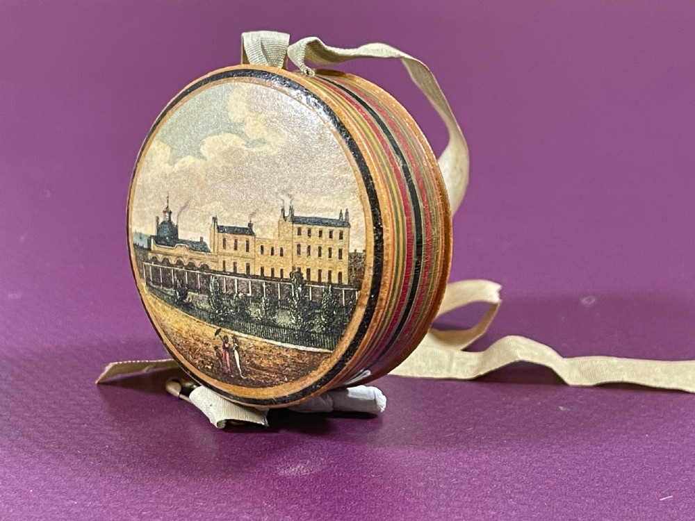 Antique Tunbridge Ware Tape Measure & Pin Cushion