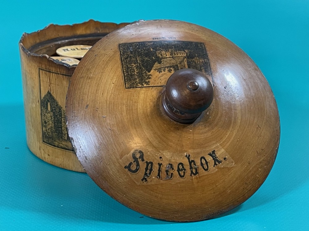 Antique Scottish Spice Box - with eight internal spice pots View VI