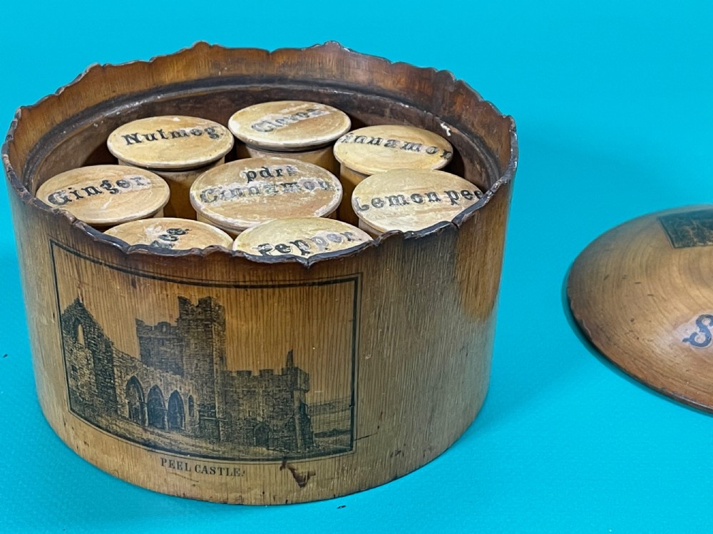 Antique Scottish Spice Box - with eight internal spice pots View VII