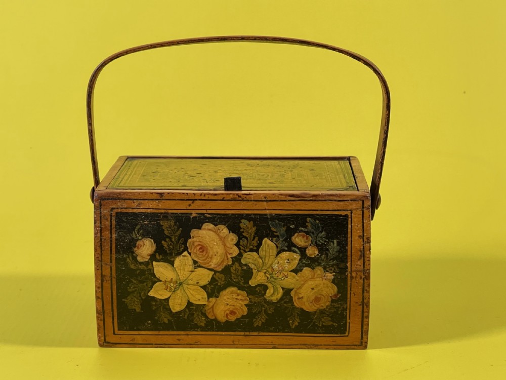 Antique Regency Penwork Sewing Box/Pannier View II
