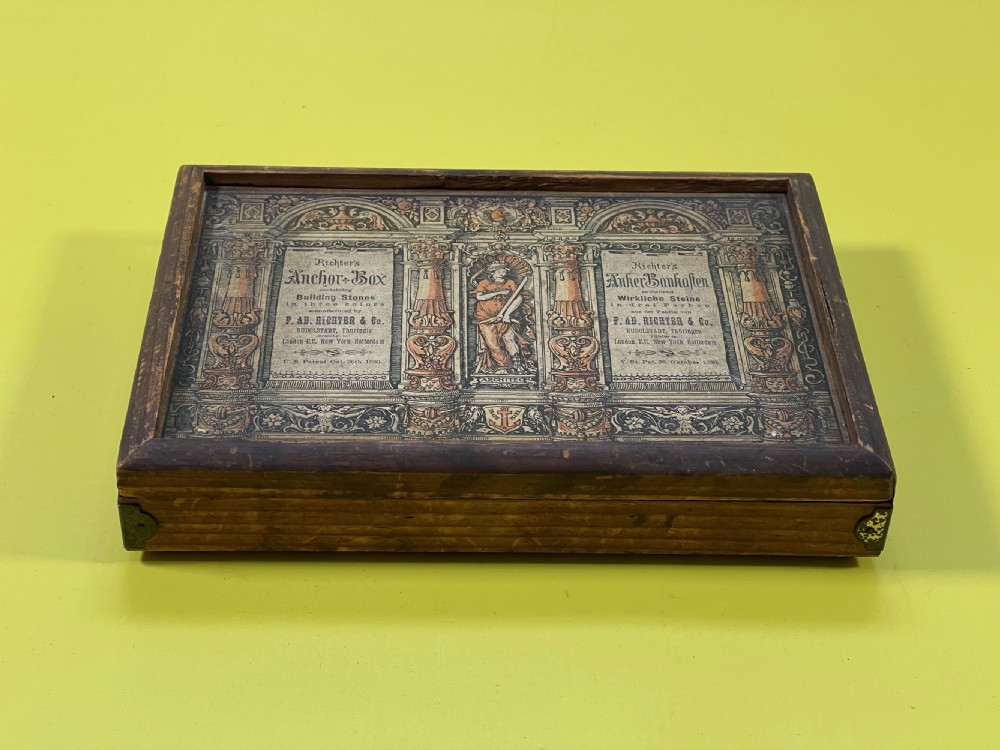 Antique Richter's Richter's Anchor Box Containing Building Stones & Instructions View II