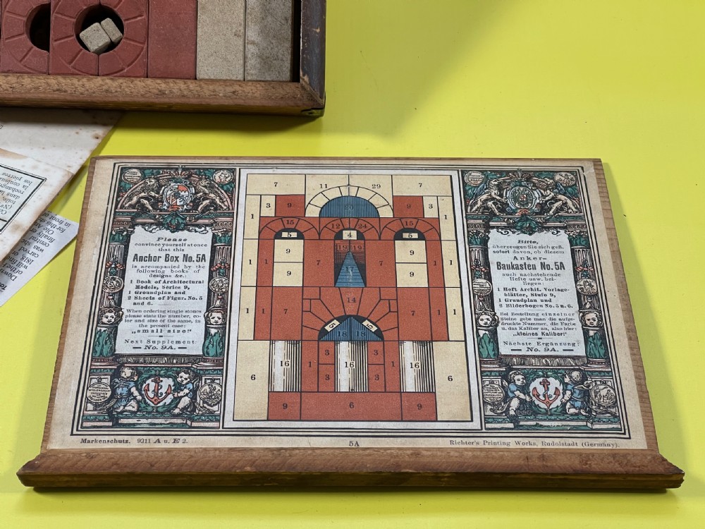 Antique Richter's Richter's Anchor Box Containing Building Stones & Instructions View IX