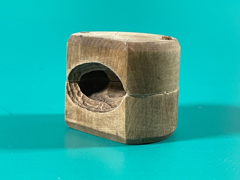 Antique Two Piece Sycamore Butter Mould - swan treen View II