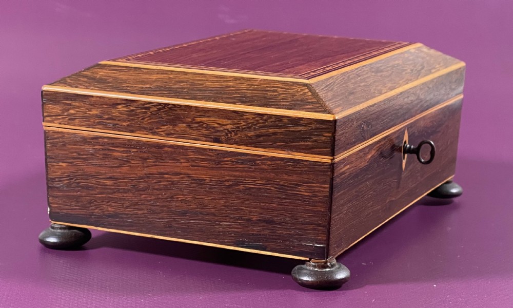 A Georgian Rosewood Sewing Box with Contents - great size