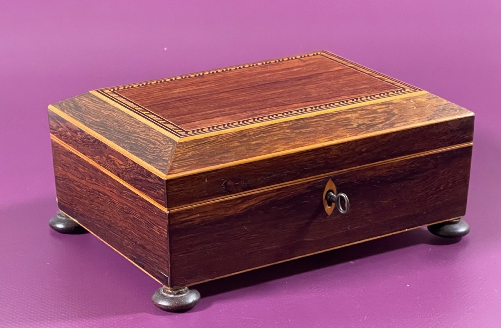 A Georgian Rosewood Sewing Box with Contents - great size View II