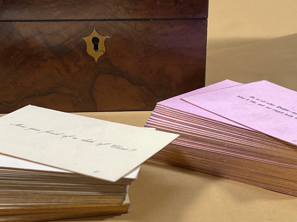 A Set of Antique Conversation Cards - Gold Rimmed Question & Answer Cards