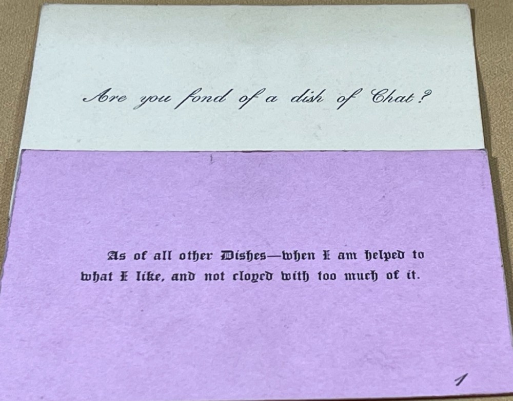 A Set of Antique Conversation Cards - Gold Rimmed Question & Answer Cards View XII