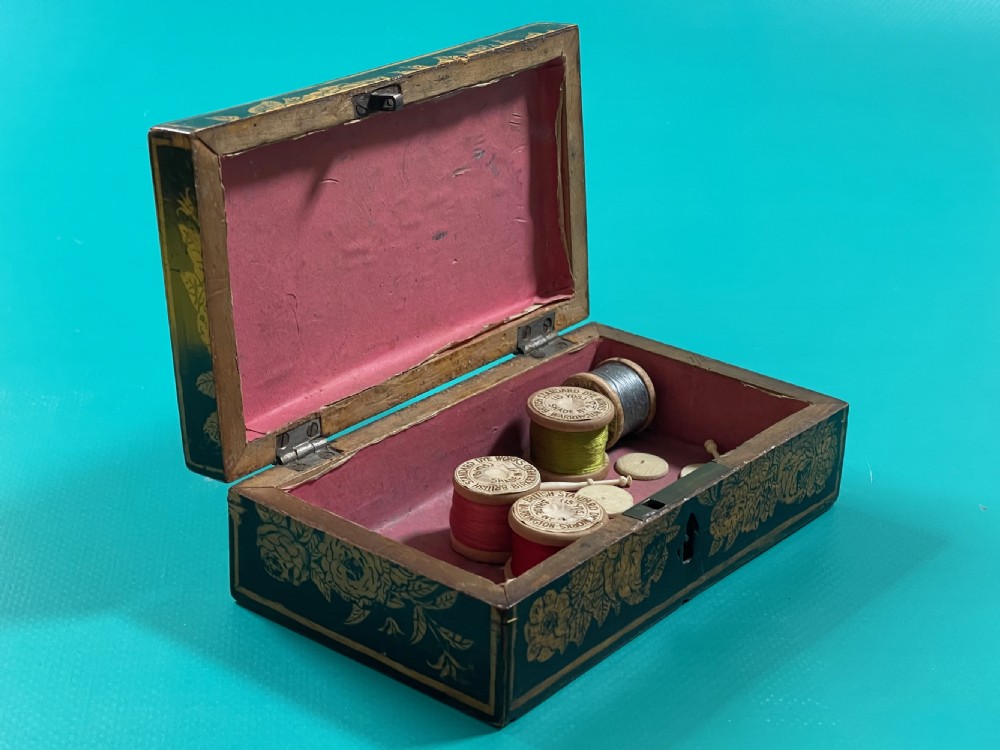 A Georgian Penwork Box - with some contents View III