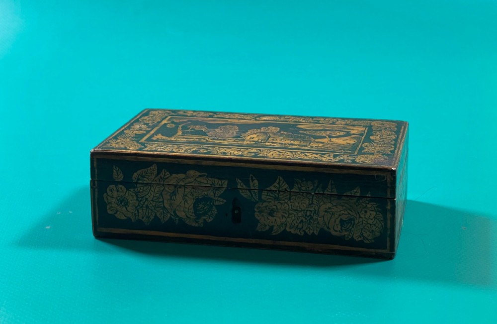 A Georgian Penwork Box - with some contents View VIII