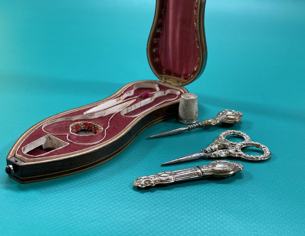 Antique Shoe Shaped Box -Fitted with sewing items
