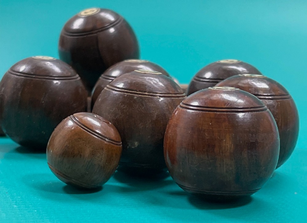 Antique  Mini Carpet Bowls - treen View III