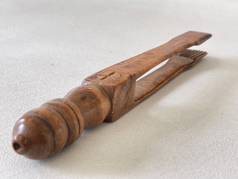 An Unusual Pair Of Antique Treen Tongs -  View IV